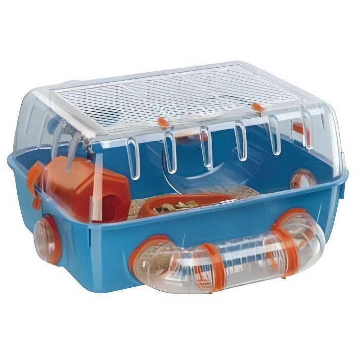 Verspielter Käfig für Hamster - FERPLAST - COMBI 1 - Kunststoff - Blau - 40,5x29,5x22,5cm