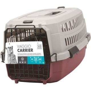 M-PETS Viaggio Carrier S Transportbox - 58,4x38,7x33cm - Bordeaux und Grau - Für Hunde und Katzen