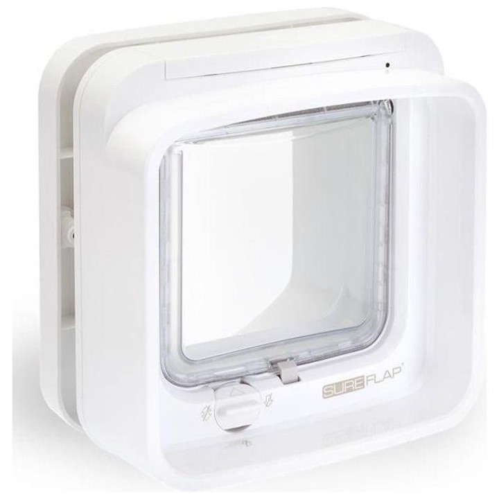 SureFlap DualScan Mikrochip-Katzenklappe – Weiß – 142 mm x 120 mm (Speicherung von bis zu 32 Chips)