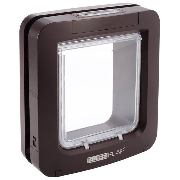SureFlap Große Katzenklappe mit Mikrochip – Braun – 178 mm x 170 mm (Speicherung von bis zu 32 Chips)