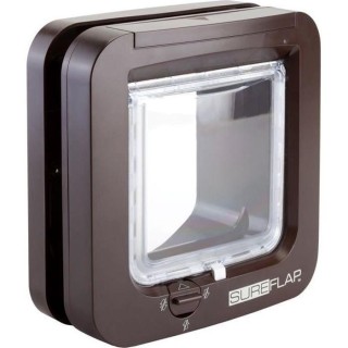 SUREFLAP Katzenklappe mit Mikrochip – Braun – 142 mm x 120 mm (Speicherung von bis zu 32 Chips)