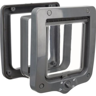 TRIXIE 4-Modus-Katzenklappe mit 2 Tunneln Grau