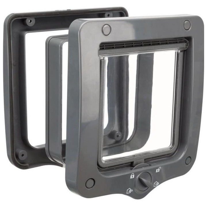 TRIXIE 4-Modus-Katzenklappe mit 2 Tunneln Grau