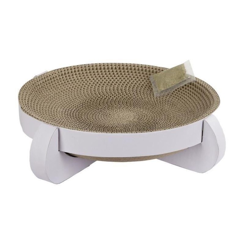 Corbeille griffoir Platinum 35x35x10cm, avec Catnip, blanc