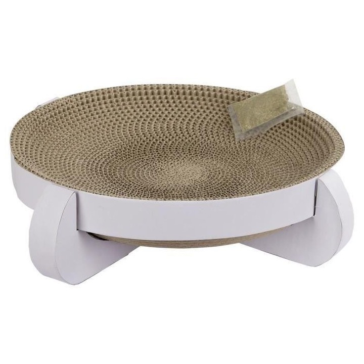 Corbeille griffoir Platinum 35x35x10cm, avec Catnip, blanc