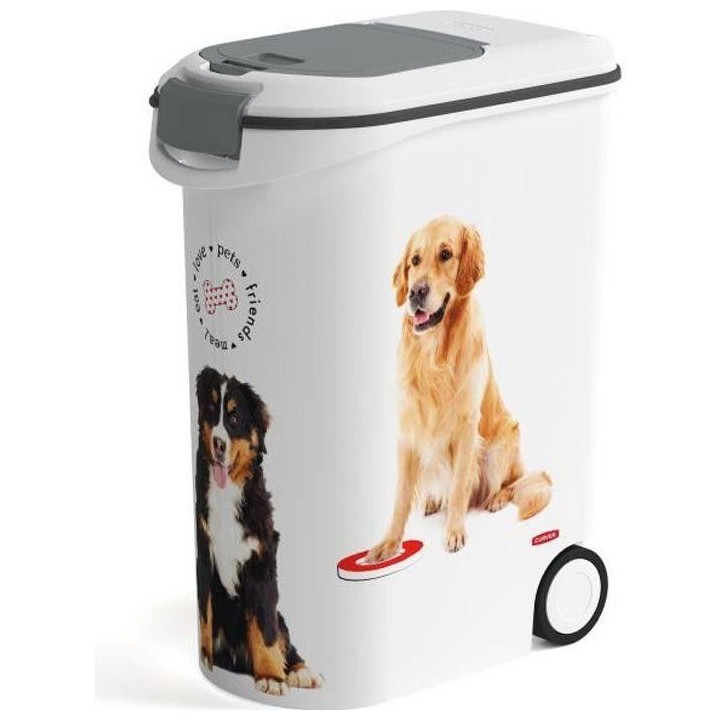 CURVER Hundefutterbehälter mit Rädern 20 kg – 54L – Love Pets