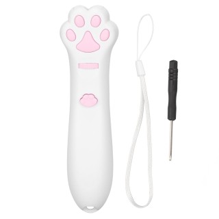 Interaktives Katzenspielzeug Teaser Zauberstab Katzenpfotenmuster Batteriebetrieben Abnehmbarer roter Laser Lustige Katze wei