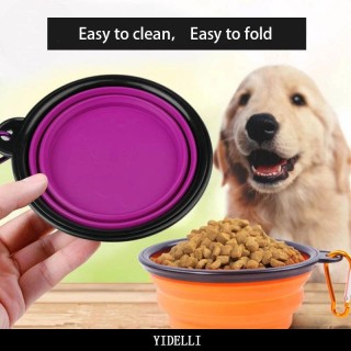Faltbarer Hundenapf, Haustier-Faltnapf aus Silikon, für unterwegs, tragbarer Futternapf für Kätzchen und Hunde, Futternapf, H
