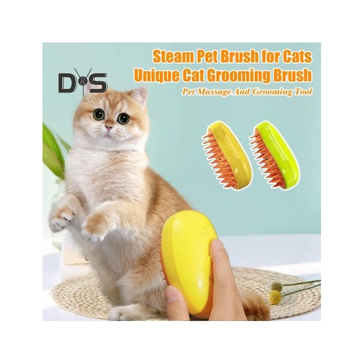 3-in-1-Dampfbürste für Katzen, wiederaufladbare Dampfbürste für Haustiere, Katzenpflegelösung mit Dampf-Tierhaarentferner, Ma
