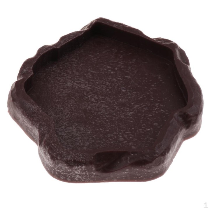 Futternapf für Reptilien, Schildkröten, Geckos, Futter, Wasser, Kunstharz, braun, S