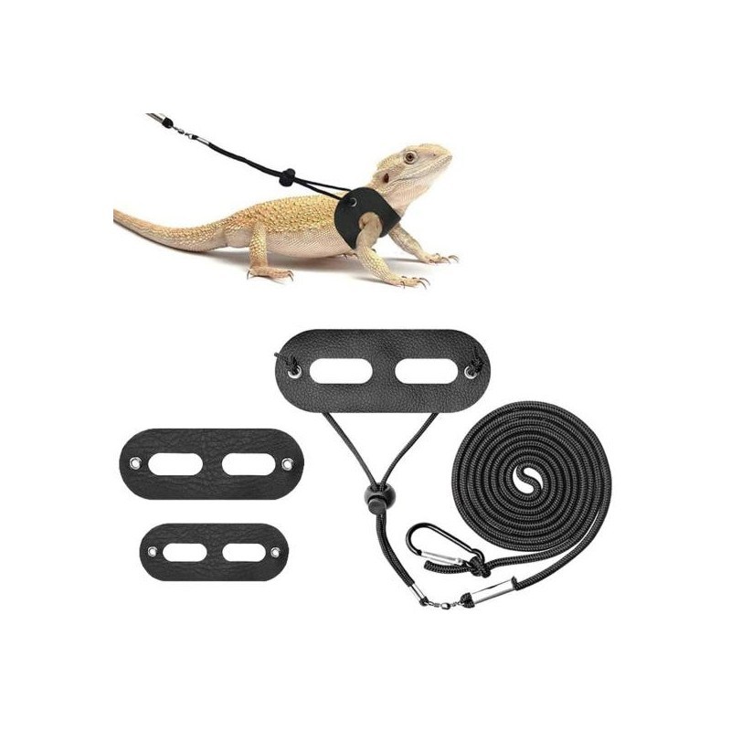 1 Set Eidechsen-Traktionsseil, verstellbar, weich, bequem, Haustier-Eidechsen-Traktionsgürtel, Reptiliengeschirr-Set, Heimtie