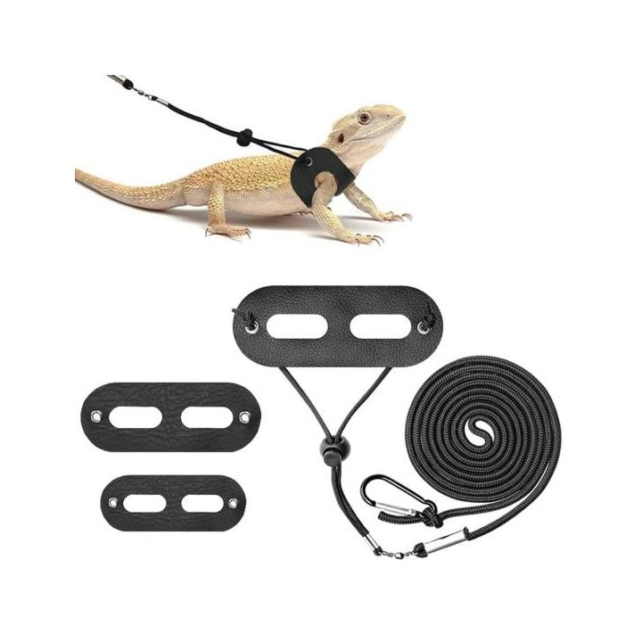 1 Set Eidechsen-Traktionsseil, verstellbar, weich, bequem, Haustier-Eidechsen-Traktionsgürtel, Reptiliengeschirr-Set, Heimtie