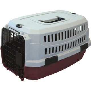 M-PETS Reisekiste Viaggio Carrier M - 68x47,6x45cm - Burgund und Grau - Für Hunde