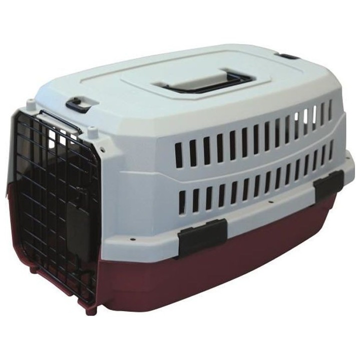 M-PETS Reisekiste Viaggio Carrier M - 68x47,6x45cm - Burgund und Grau - Für Hunde
