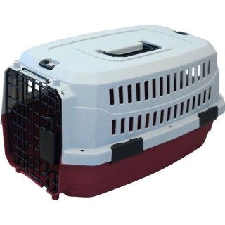 M-PETS Viaggio Carrier XS Transportkiste - 48,3x32x25,4cm - Burgund und Grau - Für Hunde und Katzen