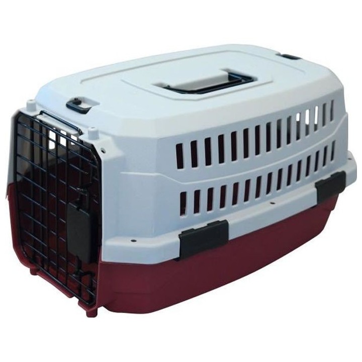 M-PETS Viaggio Carrier XS Transportkiste - 48,3x32x25,4cm - Burgund und Grau - Für Hunde und Katzen