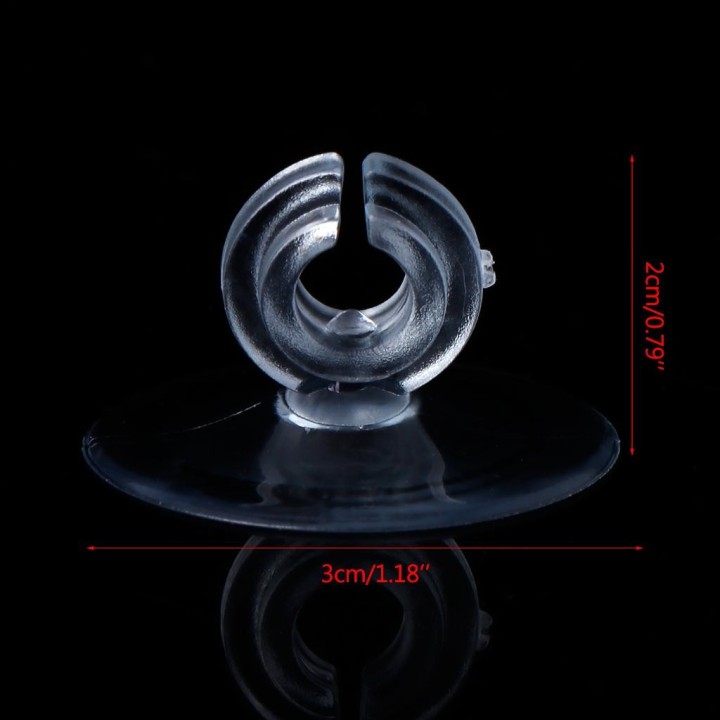 10er-Pack Aquarium-Saugnäpfe mit nicht abnehmbaren Clips, 3 cm Durchmesser. Transparenter Saugnapf aus weichem Kunststoff zur