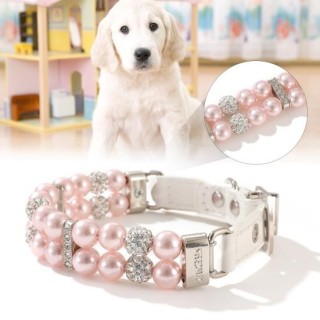 Hundehalsband, praktisch, kompakt, benutzerfreundlich, modische kleine Perlenkette für den Außenbereich S schwarz weiße