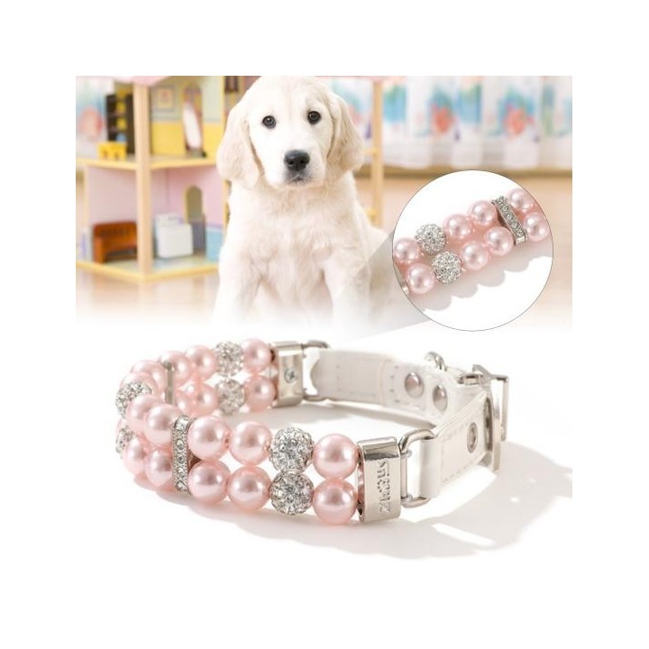 Hundehalsband, praktisch, kompakt, benutzerfreundlich, modische kleine Perlenkette für den Außenbereich S schwarz weiße