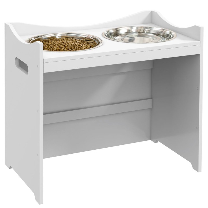 Erhöhtes Hundenapf, Höhenverstellbar Futternapf mit 2L Futterschale, Weiß