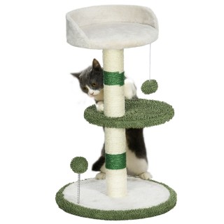 Kratzbaum Klein 64 cm Runder Katzenbaum mit Liegefläche, Spielball, Sisal