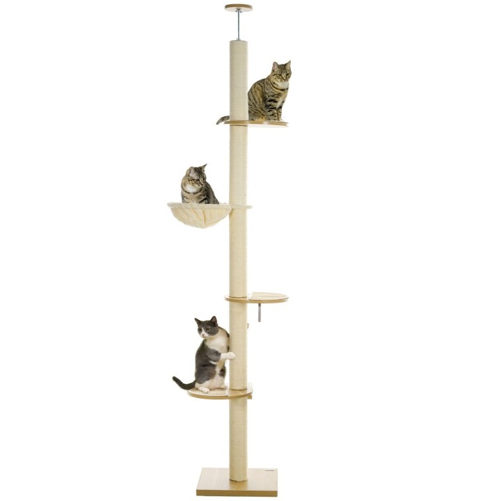 PawHut Kratzbaum, Katzenkratzbaum Deckenhoch, 230-250 cm, Höhenverstellbar