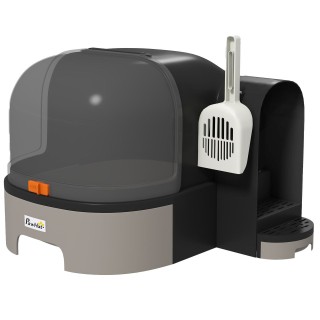 Katzentoilette Katzenhaus, Katzenklo inklusive Schaufel, Haube, Grau