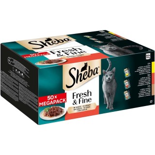 SHEBA® MP Pouch Huhn, Rind & Ente in Sauce 50x50g