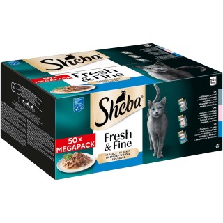 SHEBA® MP Pouch Kabeljau & Lachs in Sauce 50x50g