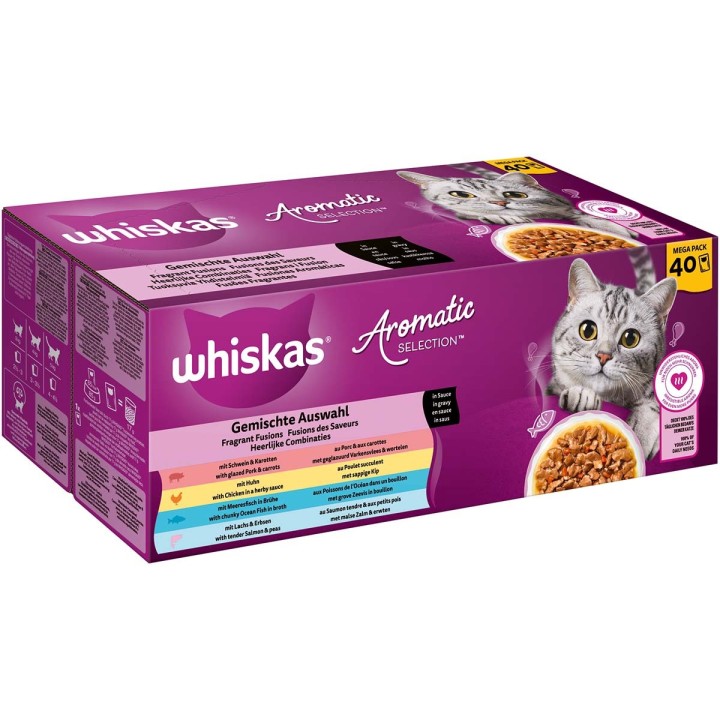 WHISKAS® AROMATIC SELECTION™ Meeresfrüchte in Sauce 40x85g