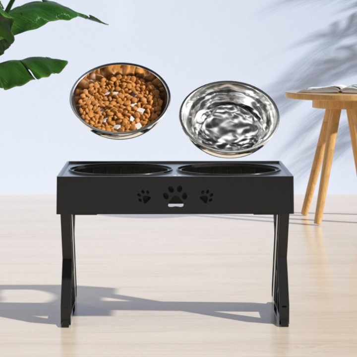 Doppelnapf Haustier Hebe Esstische 3 Einstellbare Hundefutternapf Erhöhte Futternapf Haustierbedarf schwarz