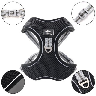 Reflektierendes Hundegeschirr aus Polyester für große Hunde, Weste, Führt Leine, verstellbar, atmungsaktiv, kein Ziehen, für