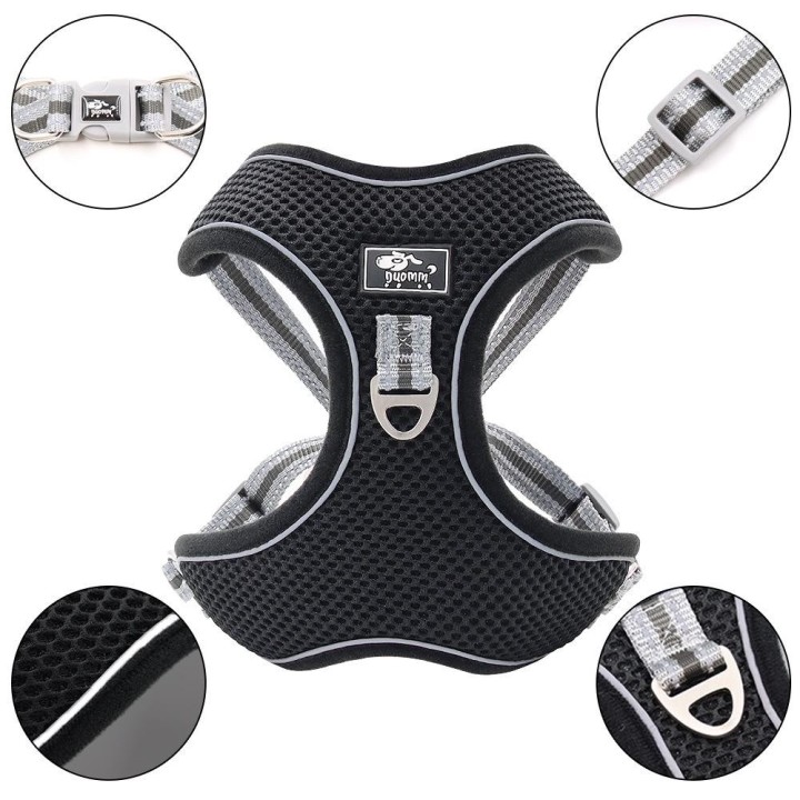 Reflektierendes Hundegeschirr aus Polyester für große Hunde, Weste, Führt Leine, verstellbar, atmungsaktiv, kein Ziehen, für