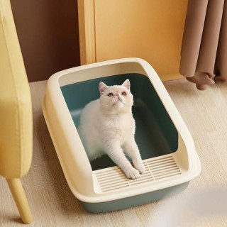 Katzentoilette mit großem Fassungsvermögen, Sandkasten für Katzen, Spritzschutz, Katzentoilette, Sandkasten für Haustiere, Ka