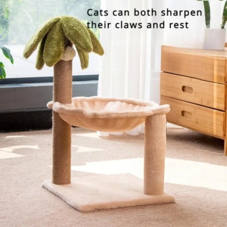 Doppelschichtiges Katzenklettergerüst Kokosnussbaum-Kaktus-Katzenklettergerüst Integriertes Spielzeug Verschleißfeste Sisal-K