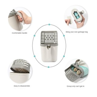 Widen Katzenstreuschaufel Selbstreinigende Schaufel mit Nachfüllbeuteln Große Katzentoilette Müllsammler Abfalleimersystem He