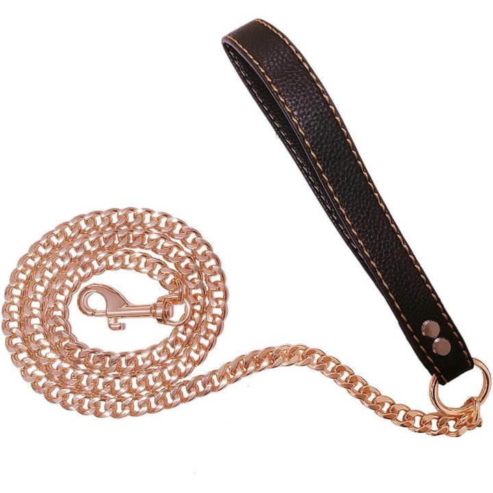 Roségoldene Hundekette für große Hunde, 12 mm NK-Gliederkette, Hundeleine aus Edelstahl mit Metallgliedern, Laufleine für mit