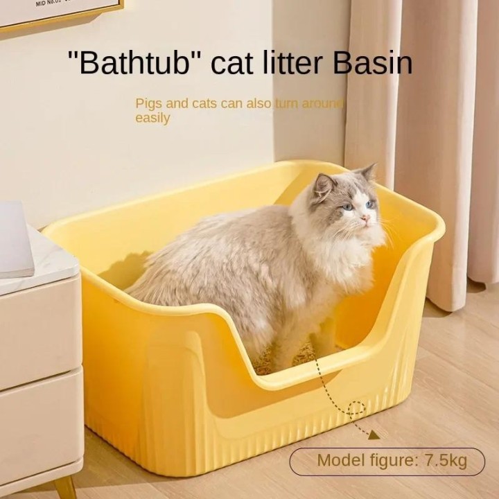 Badezimmer Katzenstreu Sandkasten Katzentoilette Auslaufsicheres Trainingsbecken Riesen-Stil-Modus Anti-Spritzer von außen In