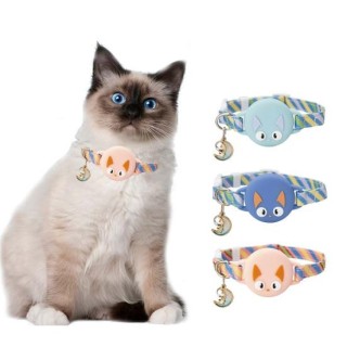 Trackerhalter Haustierhalsband mit Glöckchen, verstellbar, reflektierendes Hunde-/Katzenhalsband mit AirTag-Hülle, GPS-Finder