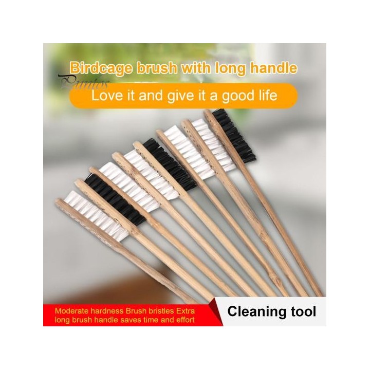Vogelkäfigbürste mit langem Griff, Reinigungsbürste für Papageienkäfige aus Holz, Heimtierbedarf, Vogelausrüstungsreiniger fü