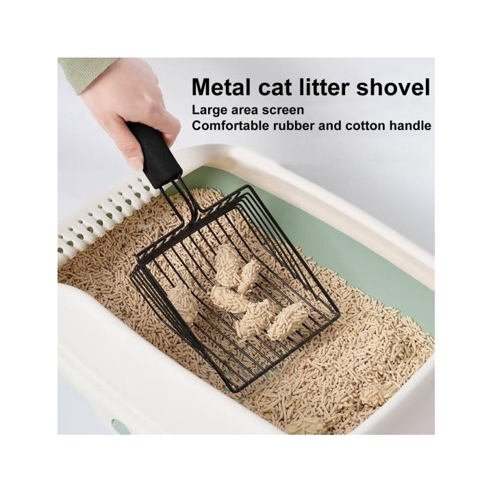 Schaufel Antihaft-Katzenstreuschaufel aus Metall Praktische Katzenstreuschaufel mit langem Griff