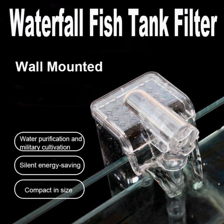Transparent Waterfall Fish Tank Filter Wall Mounted Aquarium Hang on Filter  Home/Office/Shop plug