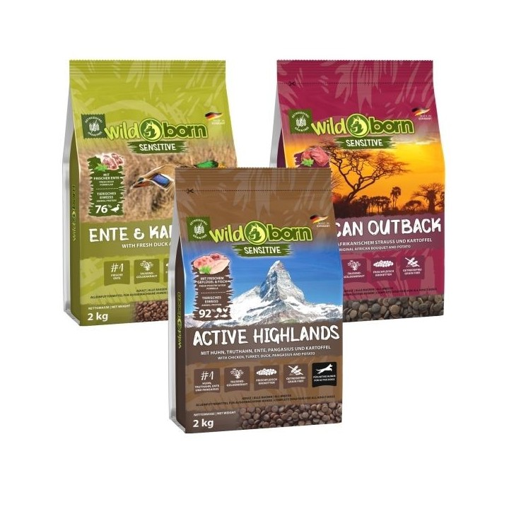 WILDBORN getreidefreies Hundefutter Vorteilspaket Aktiv 3 x 2kg