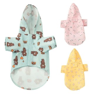 Drucken Hund Regenmantel Wasserdichte Regenbekleidung Haube Niedlichen Welpen Kurzarm Schnauzer M blau