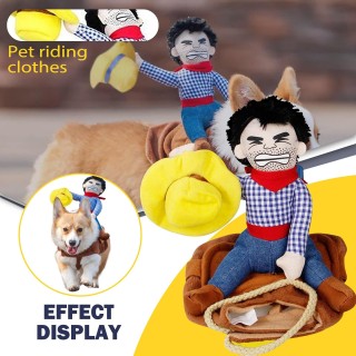 Haustier Katze Cowboy Reiter Hund Kostüm Hunde Kleidung Ritter Stil mit Hut, Hund Ritter Puppe Hut Cosplay Party Haustier Kos