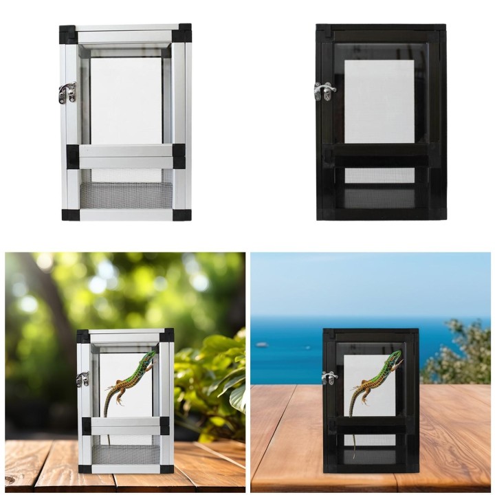 Reptilienkäfig, Terrarium, Gehege für Haustiere, Reptilienbecken, stabil, einfache Fütterung, Belüftung, 360°-Beobachtung für
