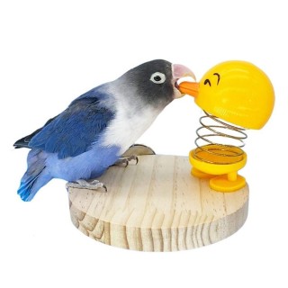 Bissfestes Papagei-Gelbhuhn-Plattform-Holzvogel-Biss-Sound-Spielzeug lindert Langeweile gelb