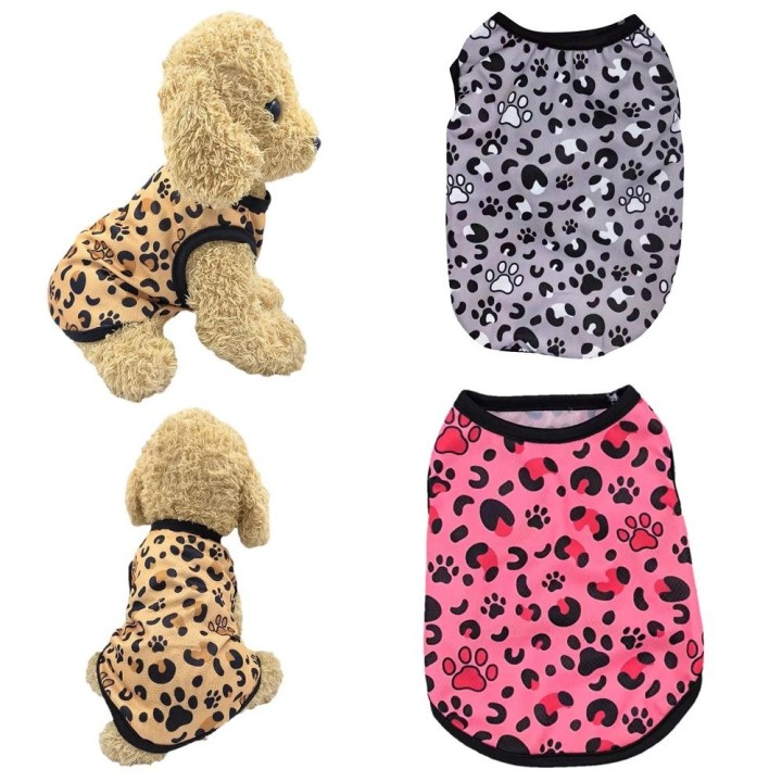 Katzen-Sommerkleidung, atmungsaktiv, Weste mit Leopardenmuster, für kleine und mittelgroße Hunde, Katzen, Welpenkleidung, Hau
