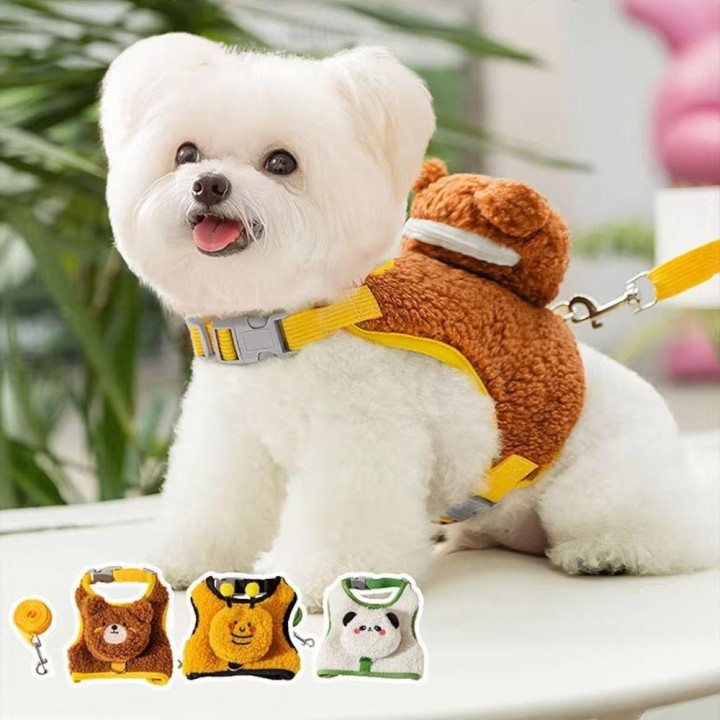 Niedliches Hundehalsband, Geschirr, atmungsaktiv, Haustierweste, Brustgurt, kreatives Haustiergeschirr, Winter S gelb