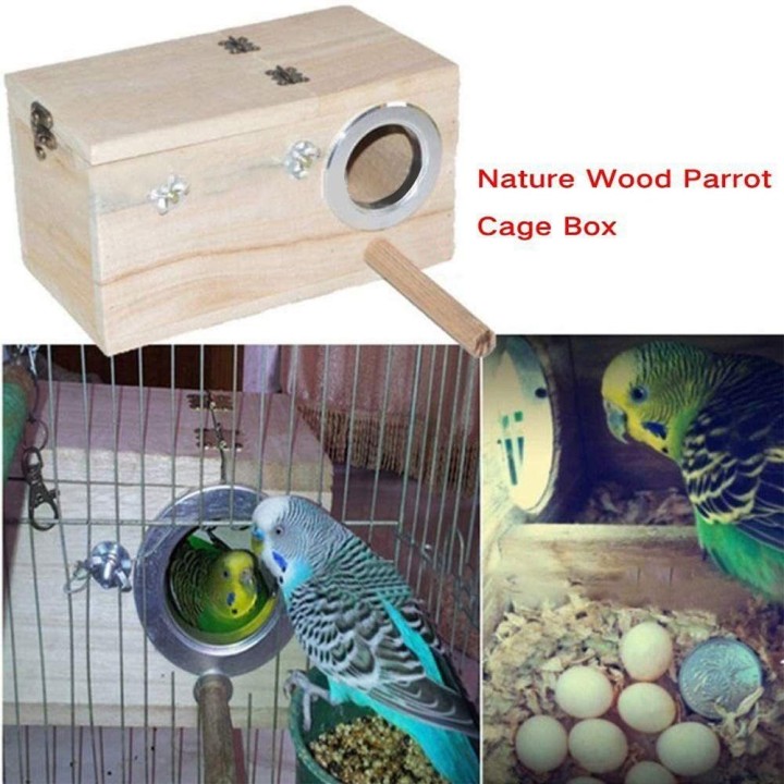 Parrot Wooden Security Bird Breeding Box Cage Nest Bird supplies Nesting House